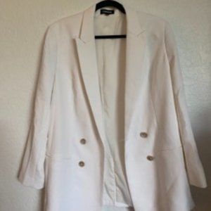 Express Boyfriend-Style Cream Blazer Size L